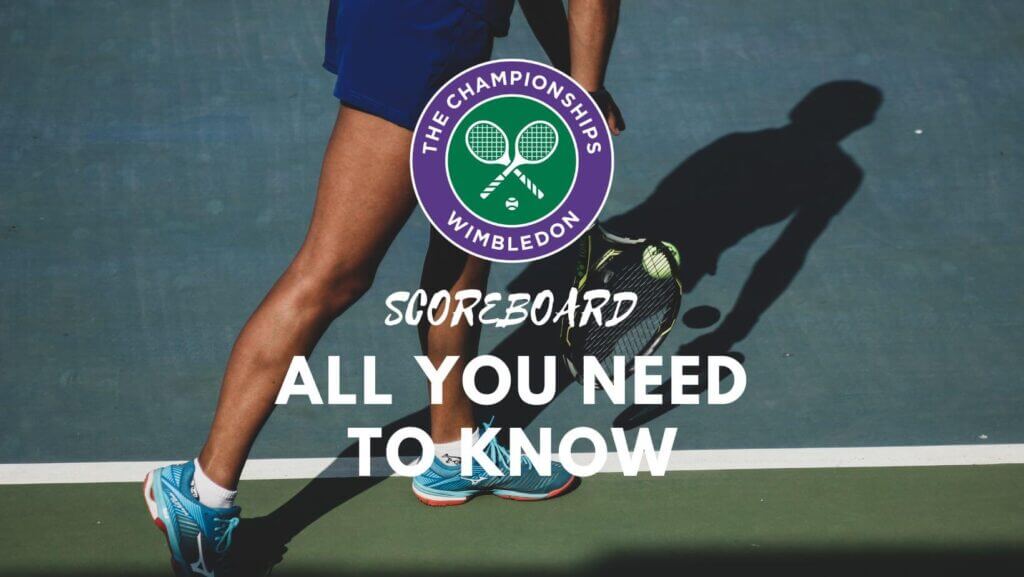 tennis player on background and wimbledon logo on foreground